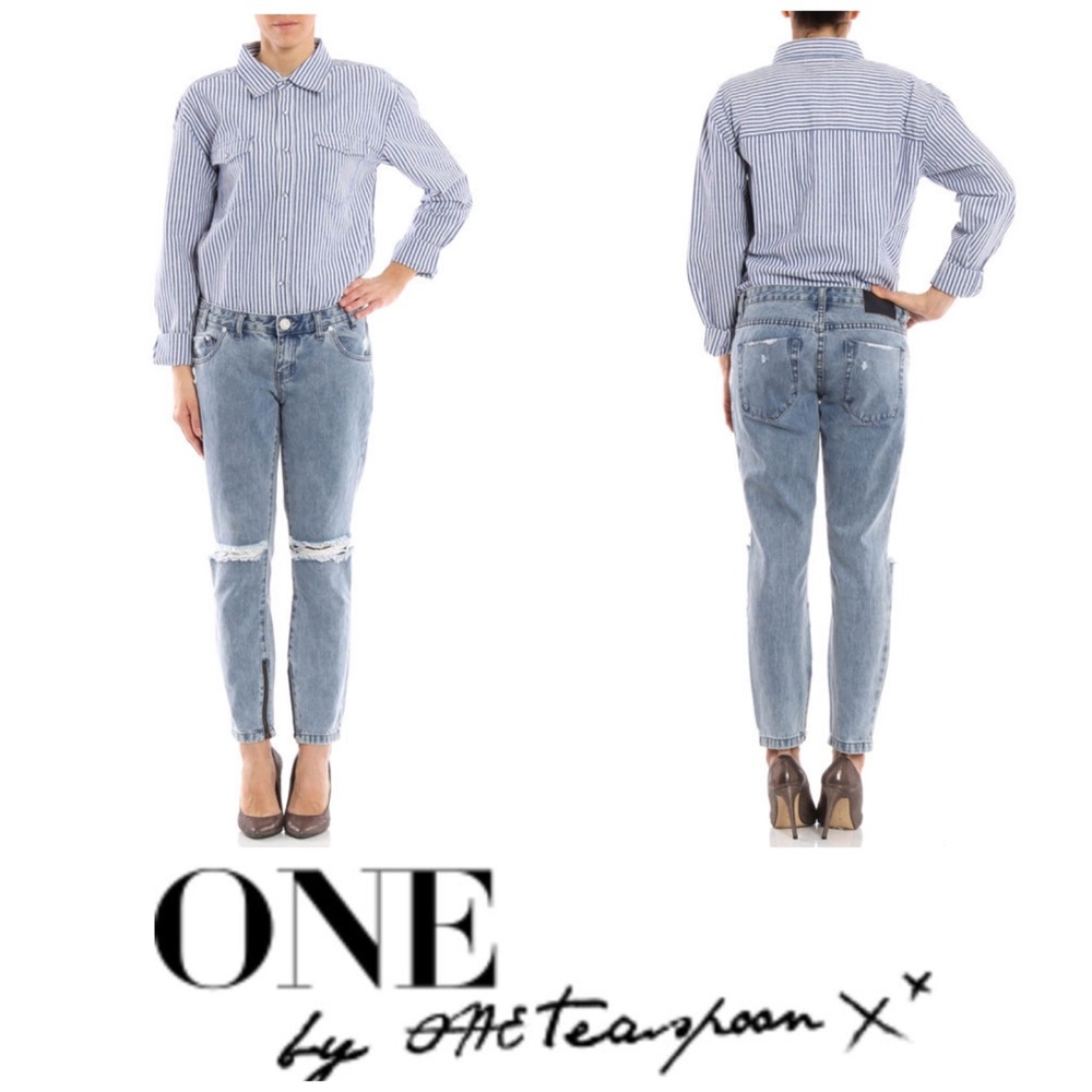 One teaspoon ripped jeans 27 distressed zip ankle destructed
